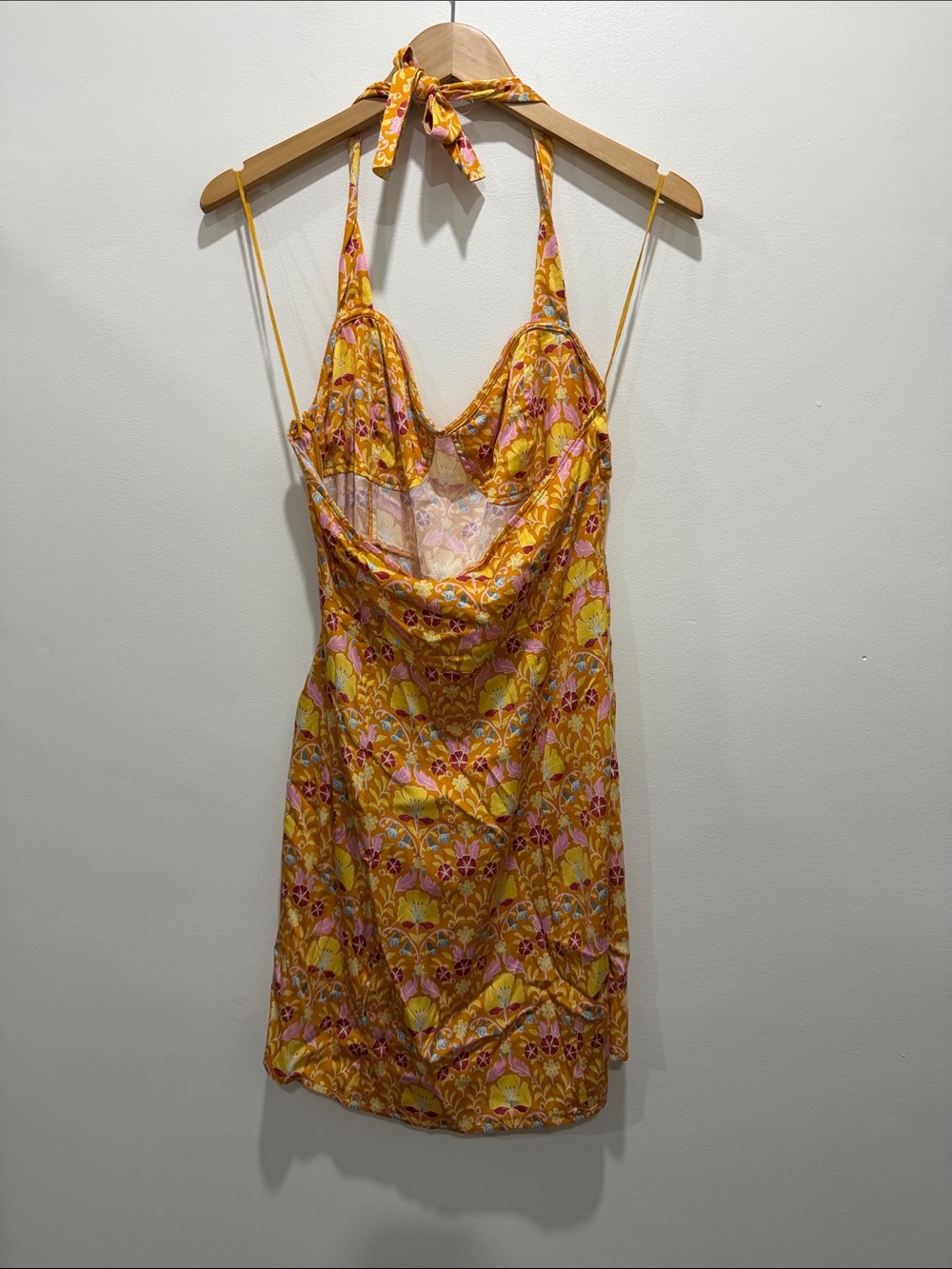 NWOT Free People Sasha Mini Dress in Sunshine Combo Yellow Floral Halter Dress - Picture 6 of 8